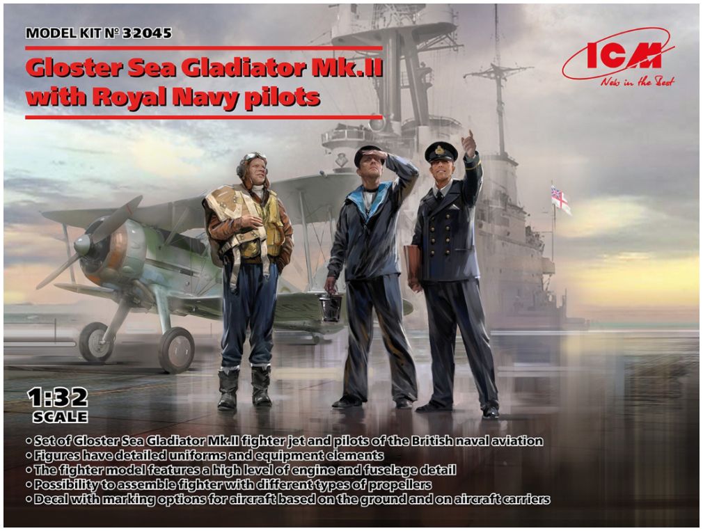 Gloster Sea Gladiator Mk.II w/3 Royal Navy Pilot Figures 1:32 – diecast model