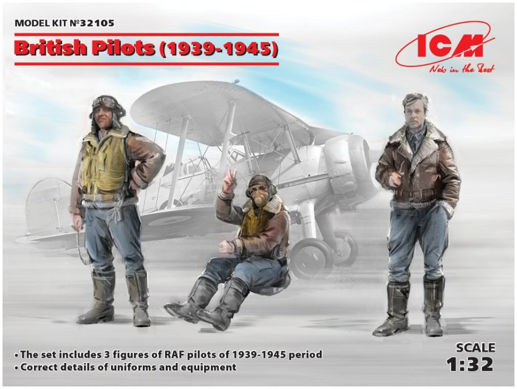 British Pilots (1939-1945) 3 Figures 1:32 – diecast model