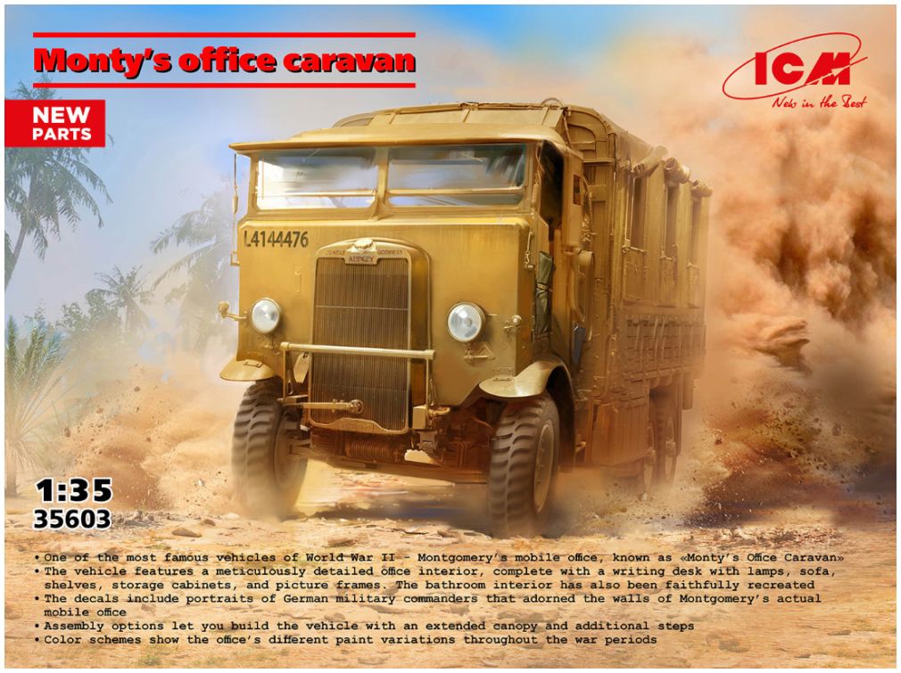 Monty's Mobile Office Caravan 1:35 ICM Plastic Kits Model