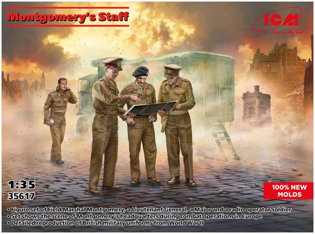 Montgomery's Staff Set of 4 Figures 1:35 ICM Plastic Kits Model
