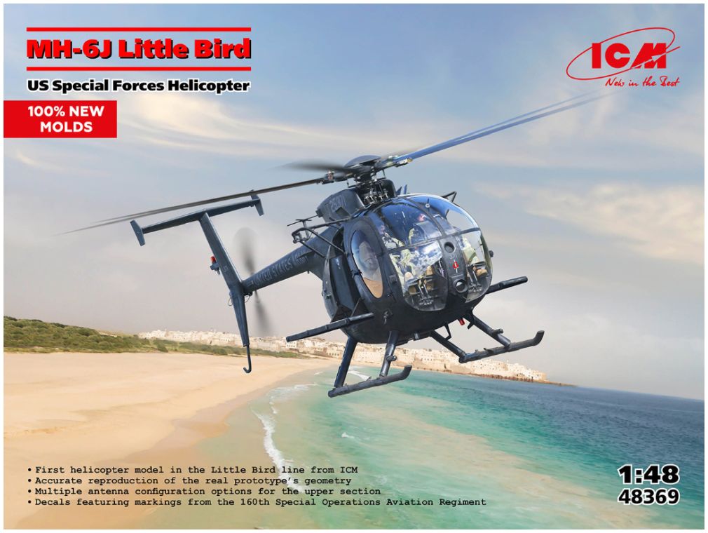 Available to Order – MH-6J Little Bird U.S. Special Forces Helicopter 1:48 ICM Plastic Kits Model (ICM 48369)