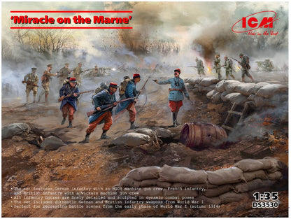 Available To Order – Miracle on the Marne' WWI British French & German Infantry Figure Set 1:35 ICM Plastic Kits Model (ICM DS3530)