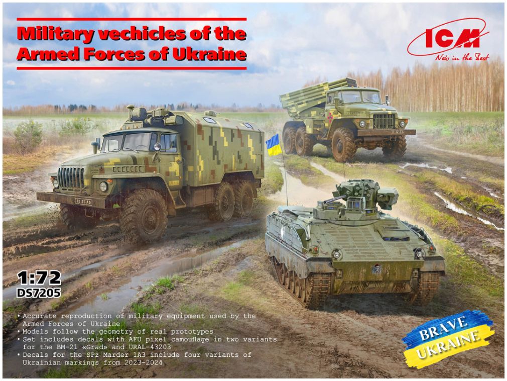 Available To Order – Military Vehicles of the Armed Forces of Ukraine (Set of 3) 1:72 ICM Plastic Kits Model (ICM DS7205)