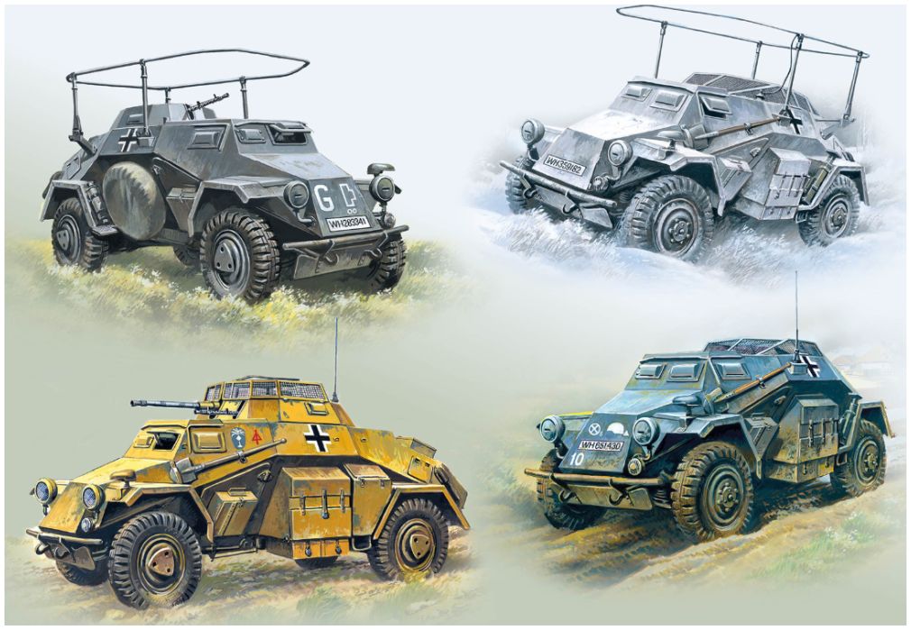 Wehrmacht Light Armoured Vehicles Set 1:72 ICM Plastic Kits Model