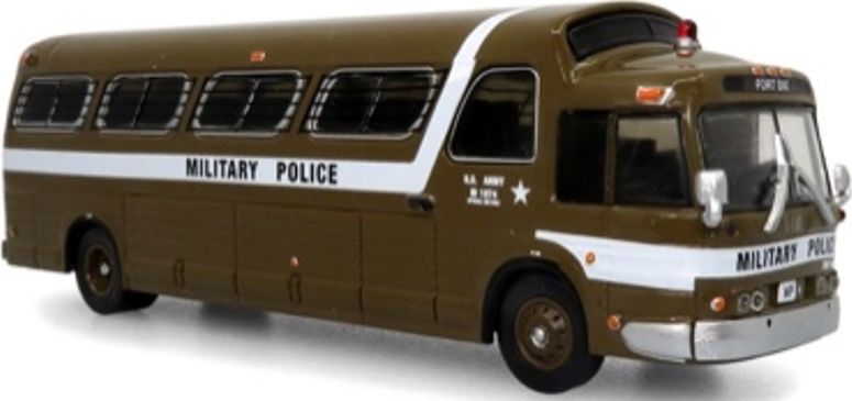 GM PD4107 'Buffalo' Coach 1966 U.S. Army Military Police Destination Fort Dix 1:87 – diecast model