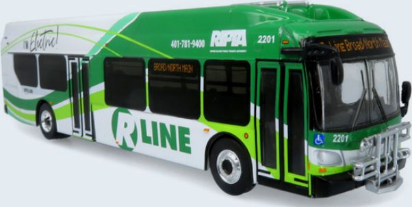 NFI Xcelsior Charge NG Electric Transit Bus Rhode Island Public Transit Authority 1:87 – diecast model