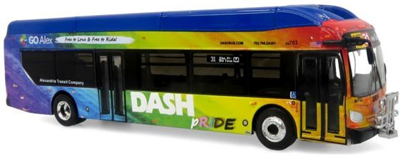 NFI Xcelsior XN40 Transit Bus: Dash Pride Livery 1:87 – diecast model