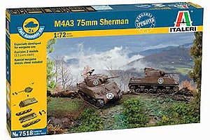 M4 A3 75 mm Sherman (x2) Fast Assembly 1:72 Italeri Plastic Kits Model