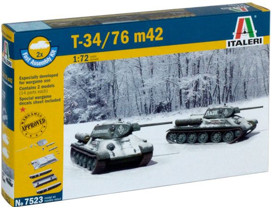 T34/76 (x2) Fast Assembly 1:72 Italeri Plastic Kits Model