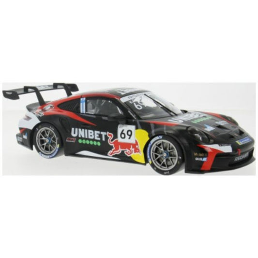 PRE ORDER STOCKS DUE DECEMBER 2025 / JANUARY 2026 1:18 IXO IX18RMC226 PORSCHE 911 GT3 CUP PORSCHE CUP ZOLDER 2024 NO.69 K. ROVENPERA