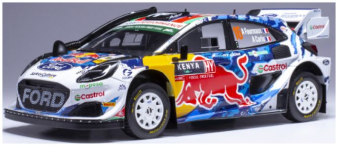 Available to Order – Ford Puma Rally 1 WRC Safari Rallye Kenya 2024 #16 A.Fourmaux/A.Coria 1:18 (IXO 18RMC207)