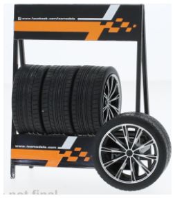 Available to Order – Set of 4 Wheels Audi RS3 Wheels Black Silver 1:18 (IXO 18SET028W)