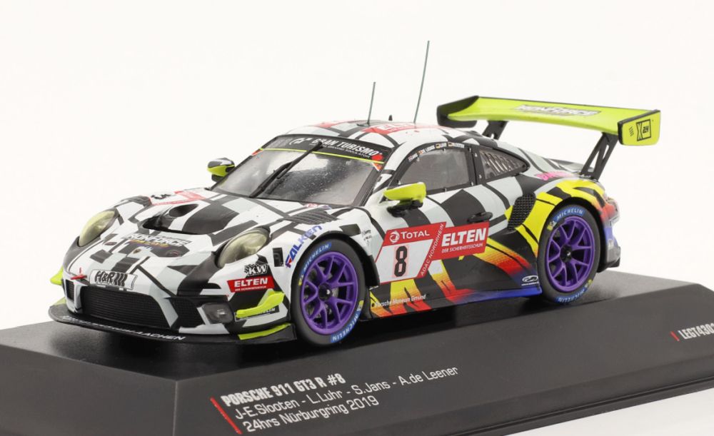 Available To Order – Porsche 911 GT3 R #8 24h Nurburgring 2019 Iron Force Purple Wheels 1:43 IXO Model (IXO LEGT43012)