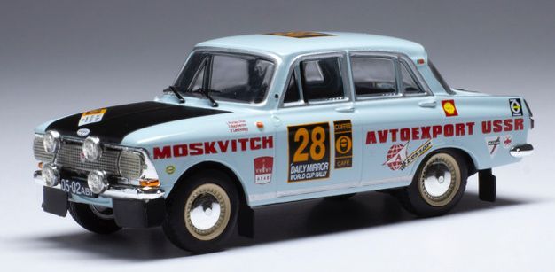 Available To Order – Moskwitsch 412 #28 Rally London/Mexico 1970 L.Potapcikas/Y.Lesovskiy/E.Bazhenov 1:43 IXO Model (IXO RAC353)