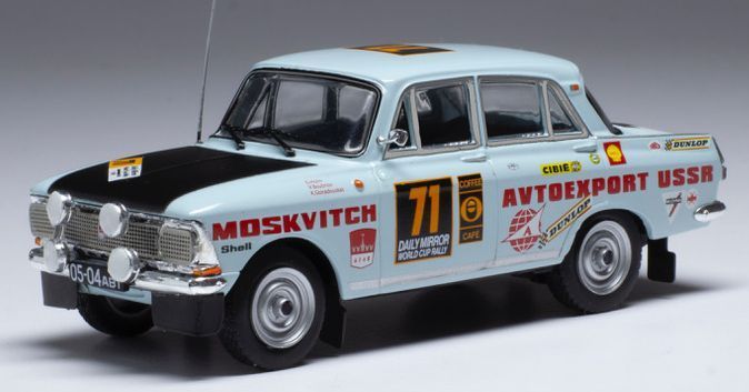 Available To Order – Moskwitsch 412 #71 Rally London/Mexico 1970 G.Holm/V.Boubnov/K.Guiradouskas 1:43 IXO Model (IXO RAC354)