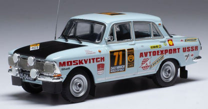 Available To Order – Moskwitsch 412 #71 Rally London/Mexico 1970 G.Holm/V.Boubnov/K.Guiradouskas 1:43 IXO Model (IXO RAC354)