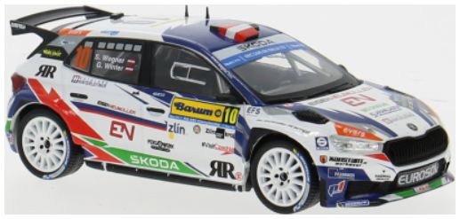 Available To Order – Skoda Fabia Rally2 Rally WM Barum Rally 2023 #10 S.Wagner/G.Winter 1:43 IXO Model (IXO RAM949)