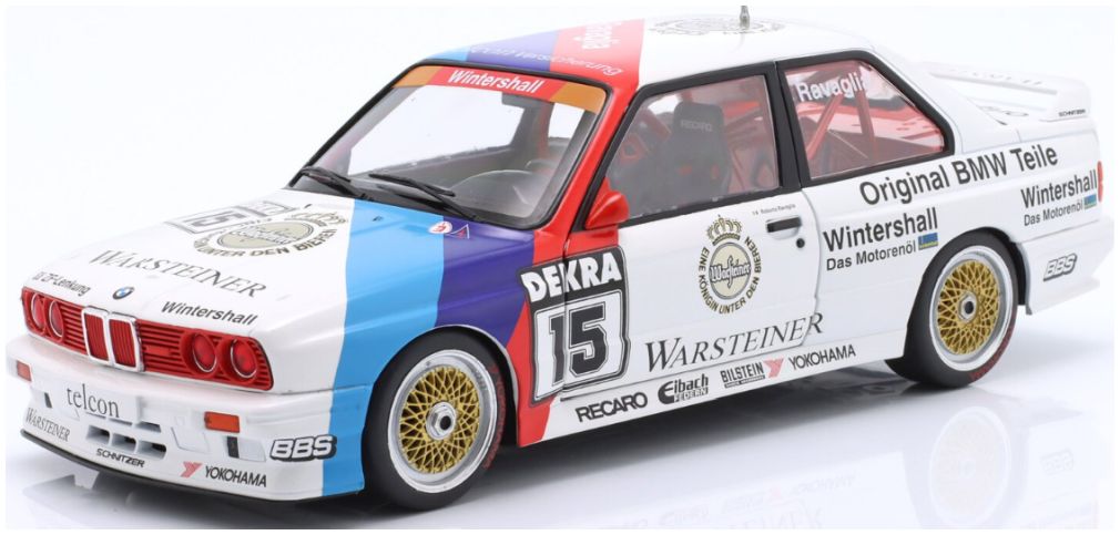 Available To Order – BMW M3 (E30) #15 DTM Champion 1989 Roberto Ravaglia 1:18 IXO Model (IXO W18038002C)