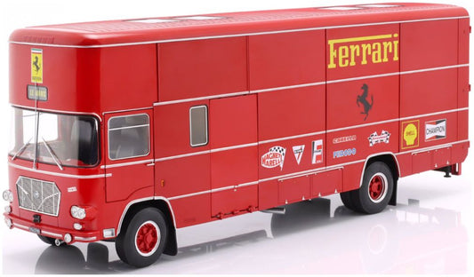 Available To Order – OM Fiat 150 Rolfo Scuderia Ferrari Race Car Transporter of The 70s 24h Le Mans 1:18 IXO Model (IXO W1807801)