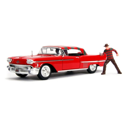 Available to Order – 1958 Cadillac Series 62 with Freddy Krueger Figure a Nightmare on Elm Street 1:24 Jada Model (JAD31102)