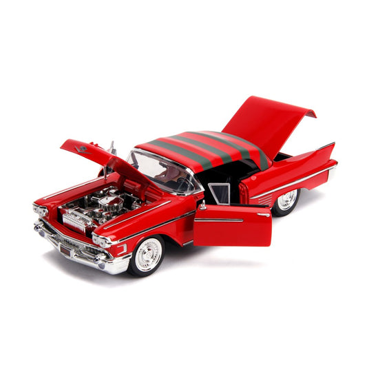 Available To Order – 1958 Cadillac Series 62 with Freddy Krueger Figure a Nightmare on Elm Street 1:24 Jada Model (JAD31102)