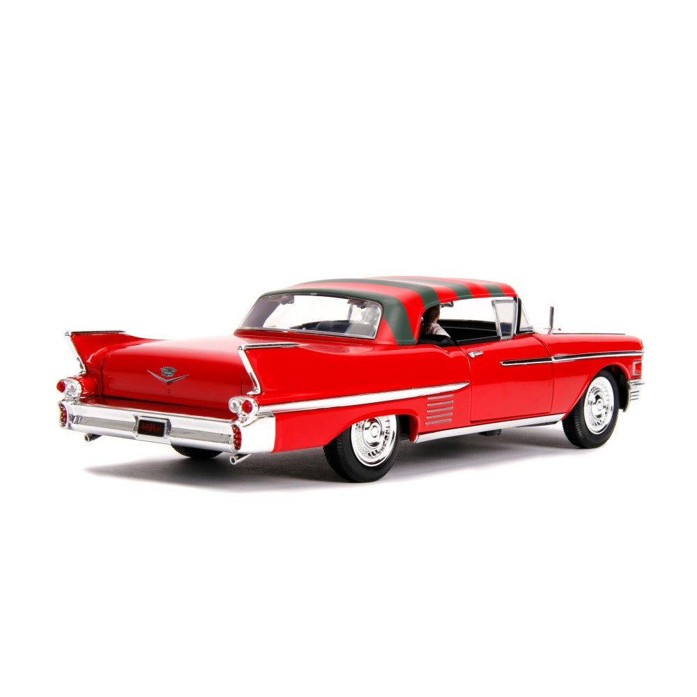 Available to Order – 1958 Cadillac Series 62 with Freddy Krueger Figure a Nightmare on Elm Street 1:24 Jada Model (JAD31102)