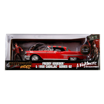 Available to Order – 1958 Cadillac Series 62 with Freddy Krueger Figure a Nightmare on Elm Street 1:24 Jada Model (JAD31102)