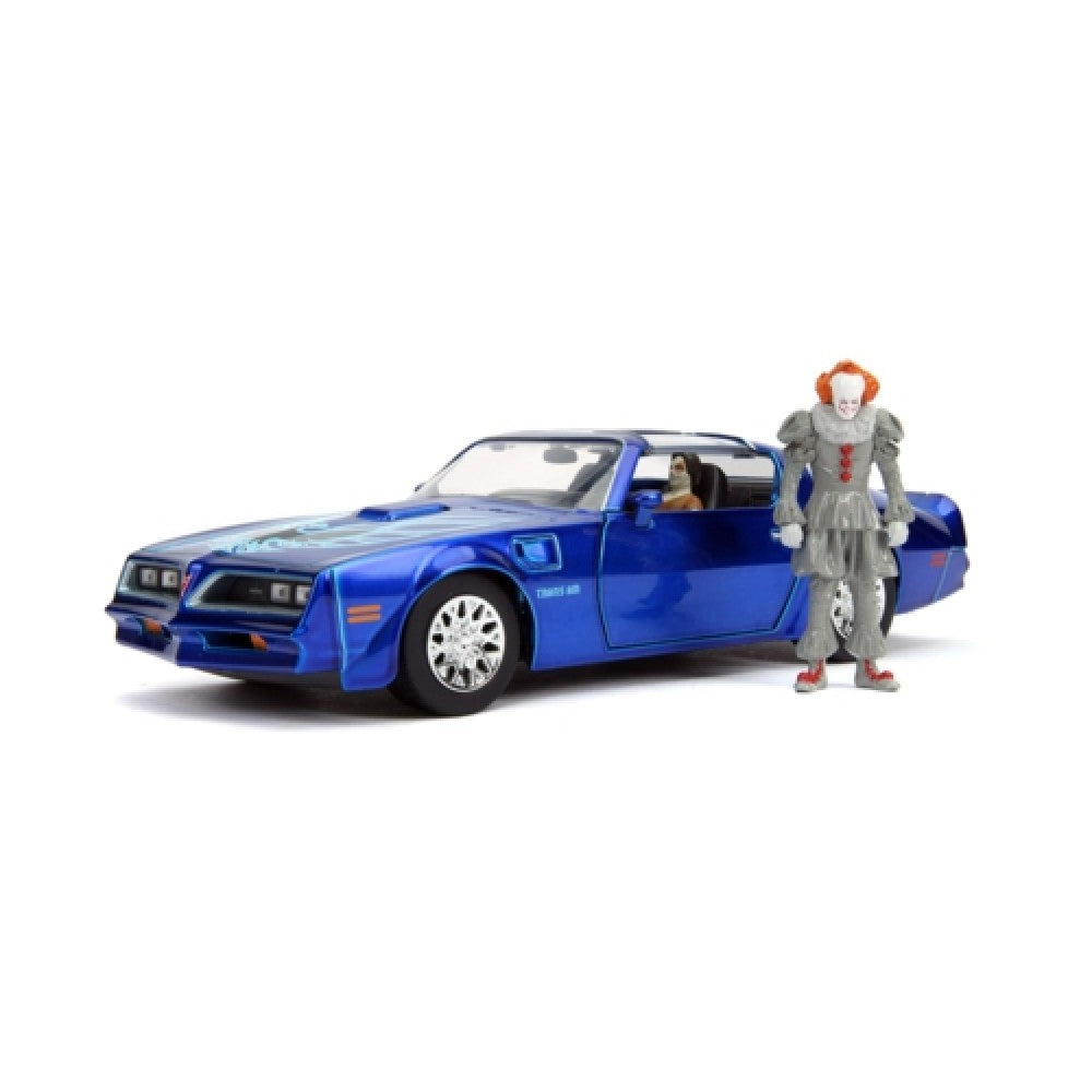 Available to Order – Henry Bowers Pontiac Firebird and Pennywise Figure It Film 1:24 Jada Model (JAD31118)