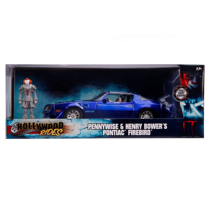 Available to Order – Henry Bowers Pontiac Firebird and Pennywise Figure It Film 1:24 Jada Model (JAD31118)