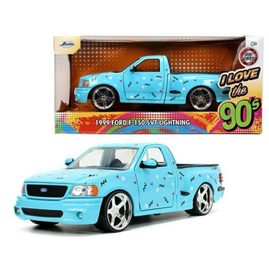 Available to Order – 1999 Ford F-150 Svt Lightning I Love the 90s Light Blue 1:24 Jada (JAD31378)