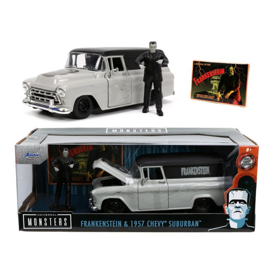 Available to Order – 1957 Chevy Suburban with Frankenstein Figure 1:24 Jada (JAD32191)