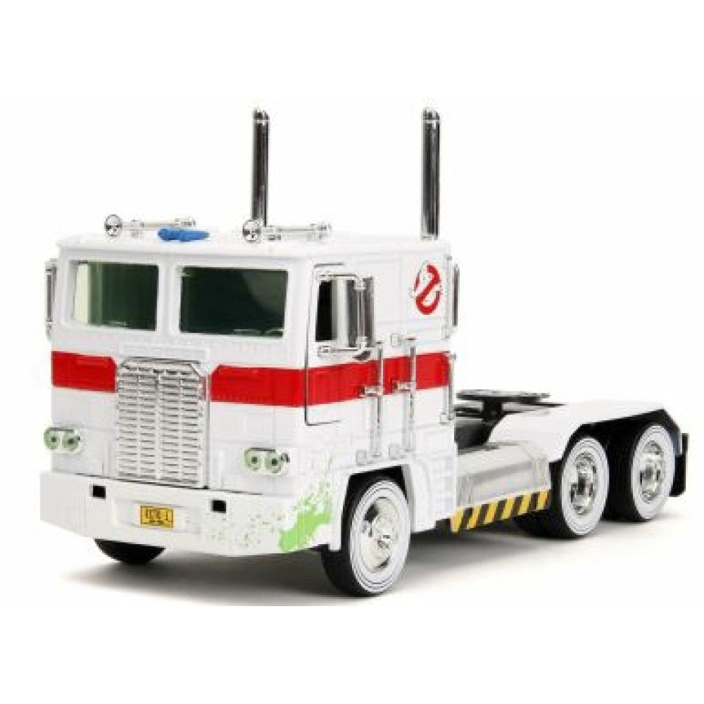 Available to Order – Hollywood Rides - G1 Optimus Prime with Ecto 1 Graphics 1:24 Jada Model (JAD35572)