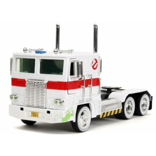 Available to Order – Hollywood Rides - G1 Optimus Prime with Ecto 1 Graphics 1:24 Jada Model (JAD35572)