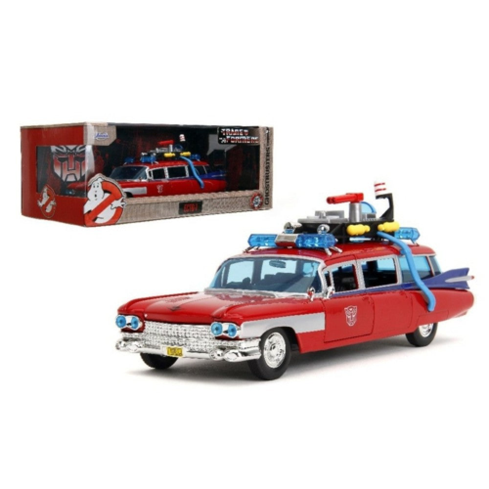 Available to Order – Hollywood Rides - Ghostbusters Ecto-1 (with G1 Optimus Prime Graphics) 1:32 Jada Model (JAD35863)