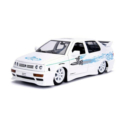 Available To Order – JAD99591 - 1:24 Volkswagen Jetta A3 1995 Fast And Furious White/blue JADA Model (JAD99591)