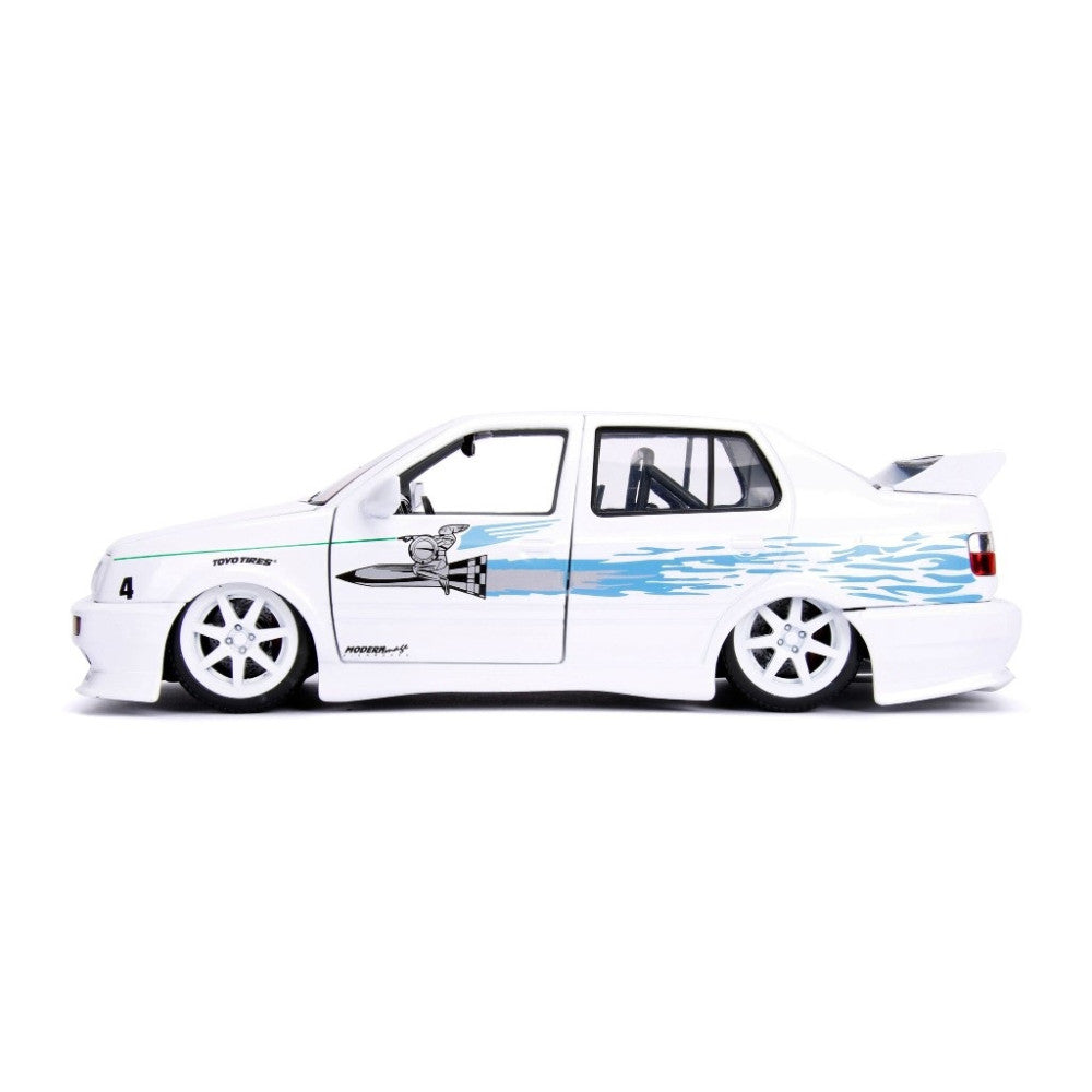 Available To Order – JAD99591 - 1:24 Volkswagen Jetta A3 1995 Fast And Furious White/blue JADA Model (JAD99591)