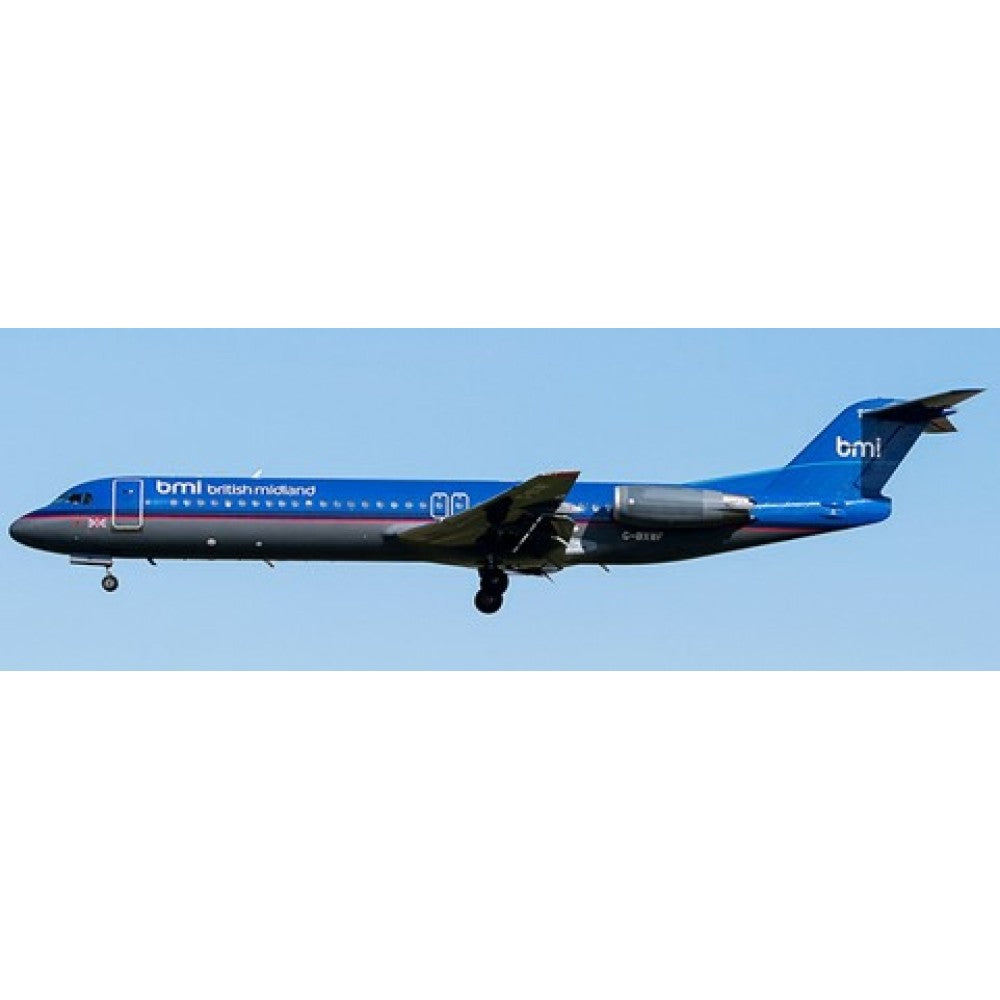 Available to Order – British Midland Fokker 100 Reg: G-BXWF with Stand 1:200 Jc Wings Model (JC20303)