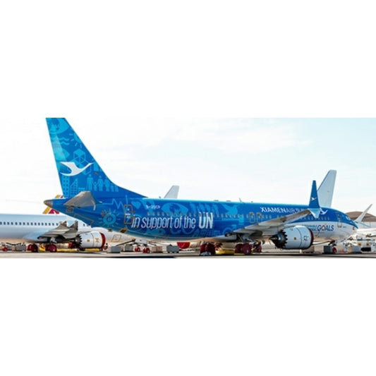 Available to Order – Xiamen Airlines Boeing 737-8 Max United Nations Goal Livery Reg: B-20cp with Antenna 1:400 Jc Wings Model (JC4455)