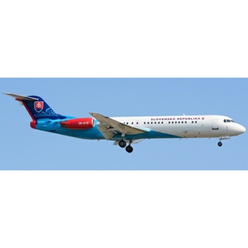 Available to Order – Slovakia Government Flying Service Fokker 100 Reg: OM-BYB with Stand 1:200 Model (jclh2241) 1:200 JC Wings Model (JCLH2241)