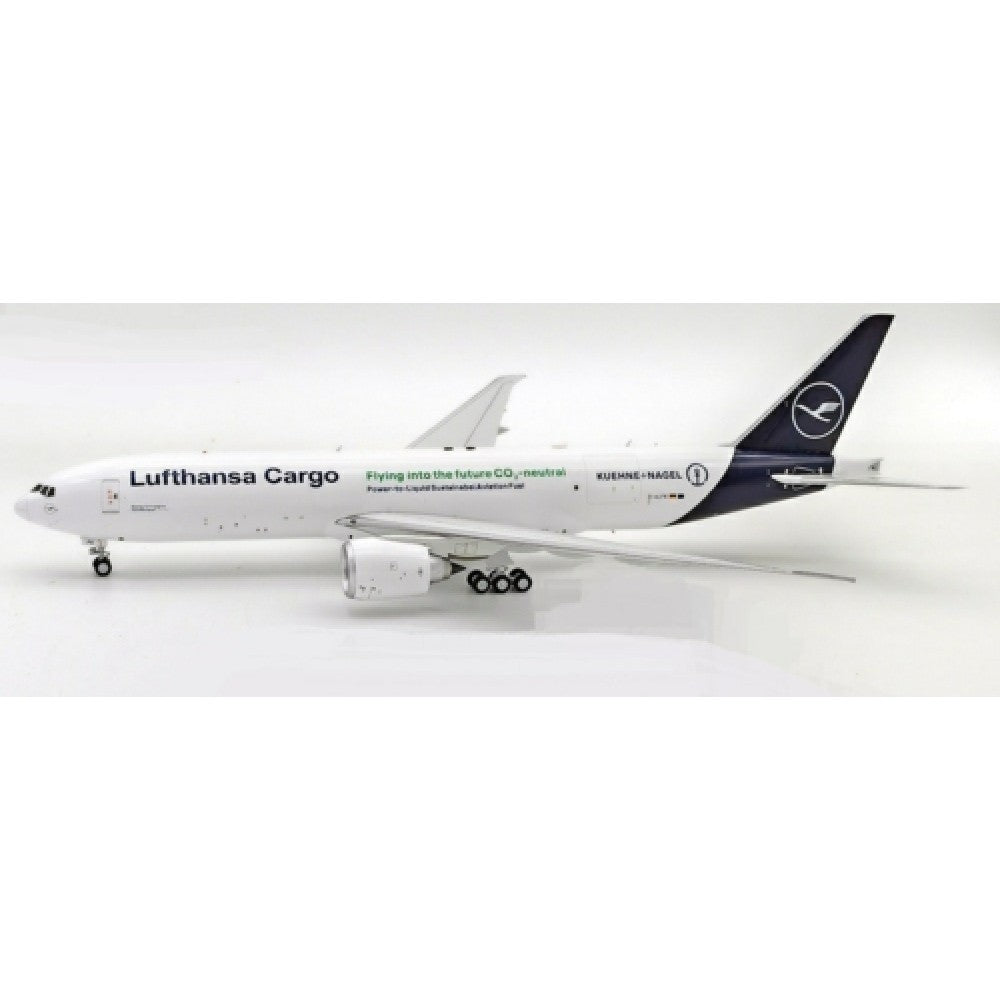 THIS ITEM IS AVAILABLE TO ORDER - 1:200 J FOX JF7772005 777-F LUFTHANSA CARGO KUEHNE AND NAGEL D-ALFK WITH STAND