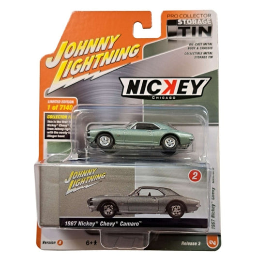 Available to Order – Jl Collector Tin Assortment 2021 Release 3 Version a Nickey 1967 Chevrolet Camaro Mountain Green W/black Nose Stripe 1:64 Model (jlct008a-2) 1:64 Johnny Lightning Model (JLCT008A-2)