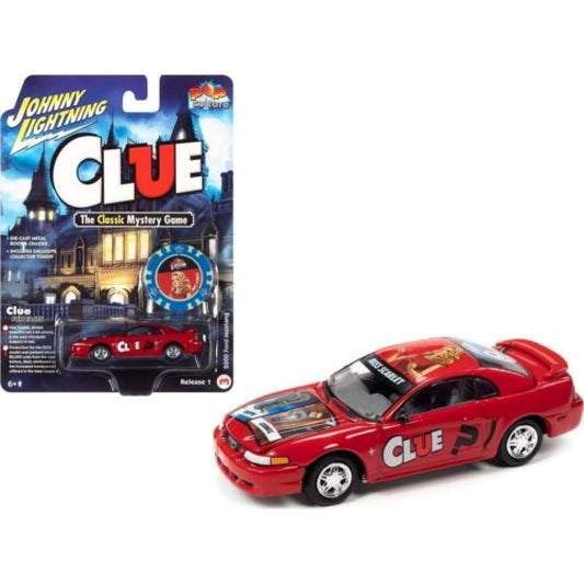 THIS ITEM IS AVAILABLE TO ORDER FROM OUR SUPPLIER - 1:64 JLPC006-3 JOHNNY LIGHTNING POP CULTURE - RELEASE 1 2022 - MODERN CLUE 2000 FORD MUSTANG (MISS SCARLET) RED