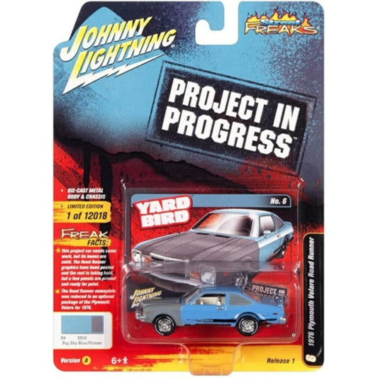 THIS ITEM IS AVAILABLE TO ORDER FROM OUR SUPPLIER - 1:64 JLSF023A-6 JOHNNY LIGHTNING STREET FREAKS RELEASE 1 2022 A 1976 PLYMOUTH ROAD RUNNER (PROJECT IN PROGRESS) BIG SKY AND PRIMER GREY