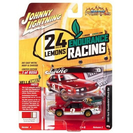 THIS ITEM IS AVAILABLE TO ORDER FROM OUR SUPPLIER - 1:64 JLSF024A-3 JOHNNY LIGHTNING STREET FREAKS RELEASE 2 2022 A 1986 FORD THUNDERBIRD STOCK CAR RED (24 HOURS OF LEMONS)