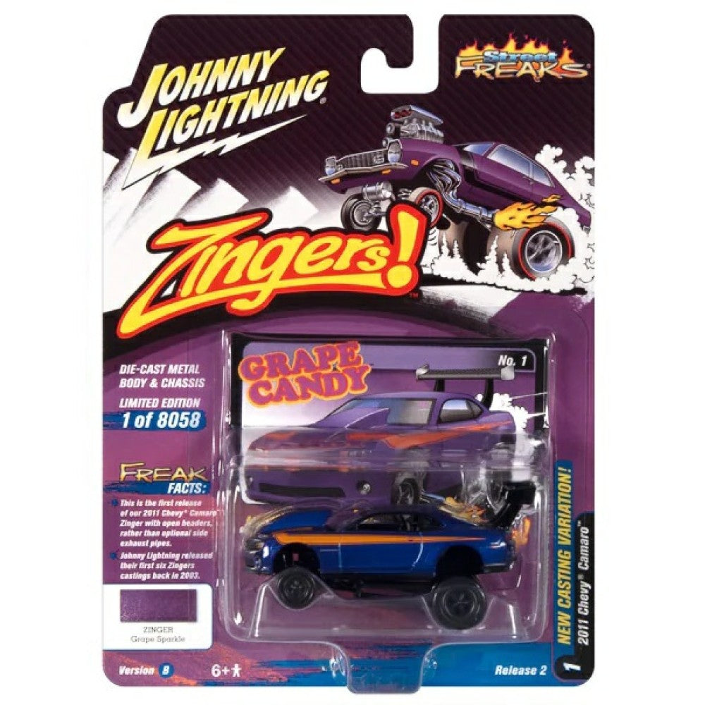 Available to Order – Ning Street Freaks Release 2 2022 B 2011 Chevy Camaro Violet with Black (zingers) 1:64 Johnny Light Model (JLSF024B-1)