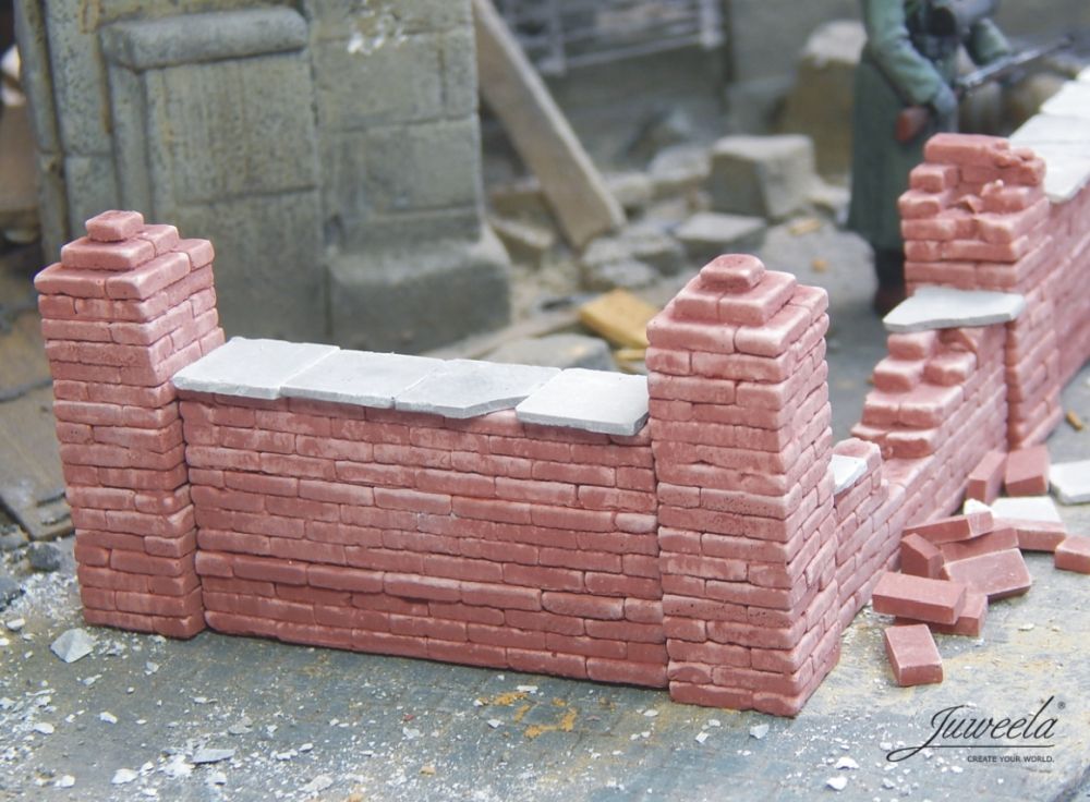 Available To Order – Brick Wall w/ Accessories, 2x Wand+Pfeiler 1:32 (JUW 23391)