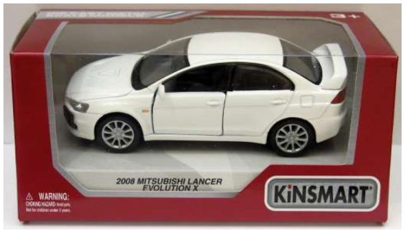 Mitsubishi Lancer EVO X 2008 White (Window Box) 1:36 Kinsmart Model