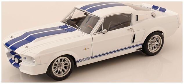 Available To Order – Ford Mustang Shelby GT500 White/Blue Eleanor 1967 1:12 (KKS DC120172)