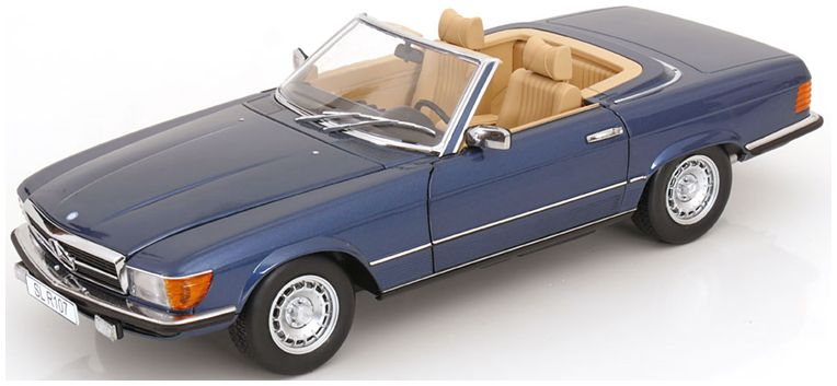 Available To Order – Mercedes 450 SL R107 EU-Version Blue Metallic 1985 1:12 (KKS DC120183)