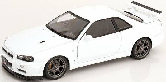 Nissan Skyline GT-R R34 V-Spec II 2001 w/OEM Rims White 1:12 KK Scale Model